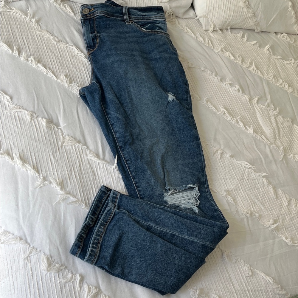 Torrid Dark Blue Distressed Boyfriend Jeans